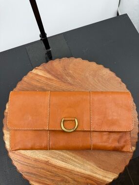 Tom Horn Collection Made‎ In Mexico brown Leather Fold Over Clutch Handbag